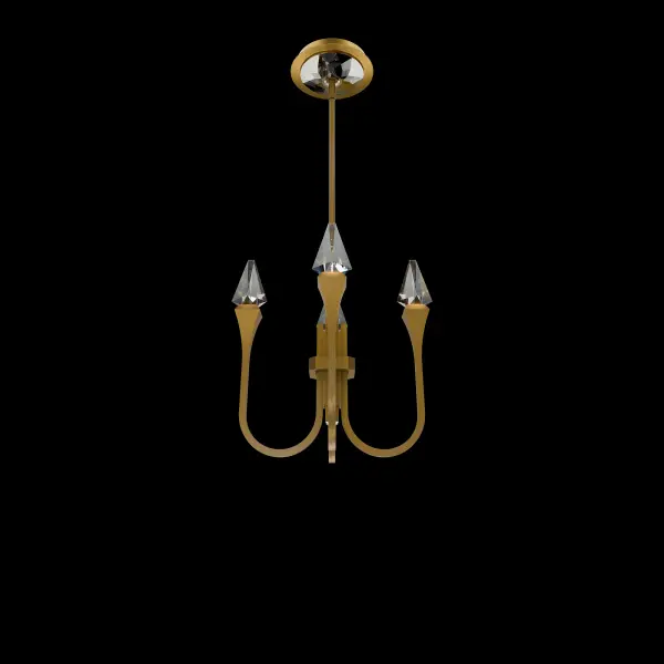 Plumeria 12" LED Pendant in Aged Brass with Optic Crystal
