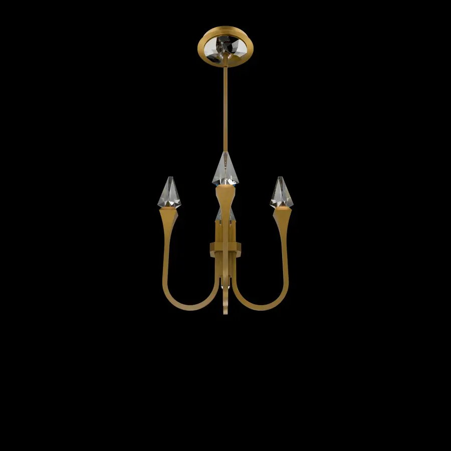 Plumeria 12" LED Pendant in Aged Brass with Optic Crystal