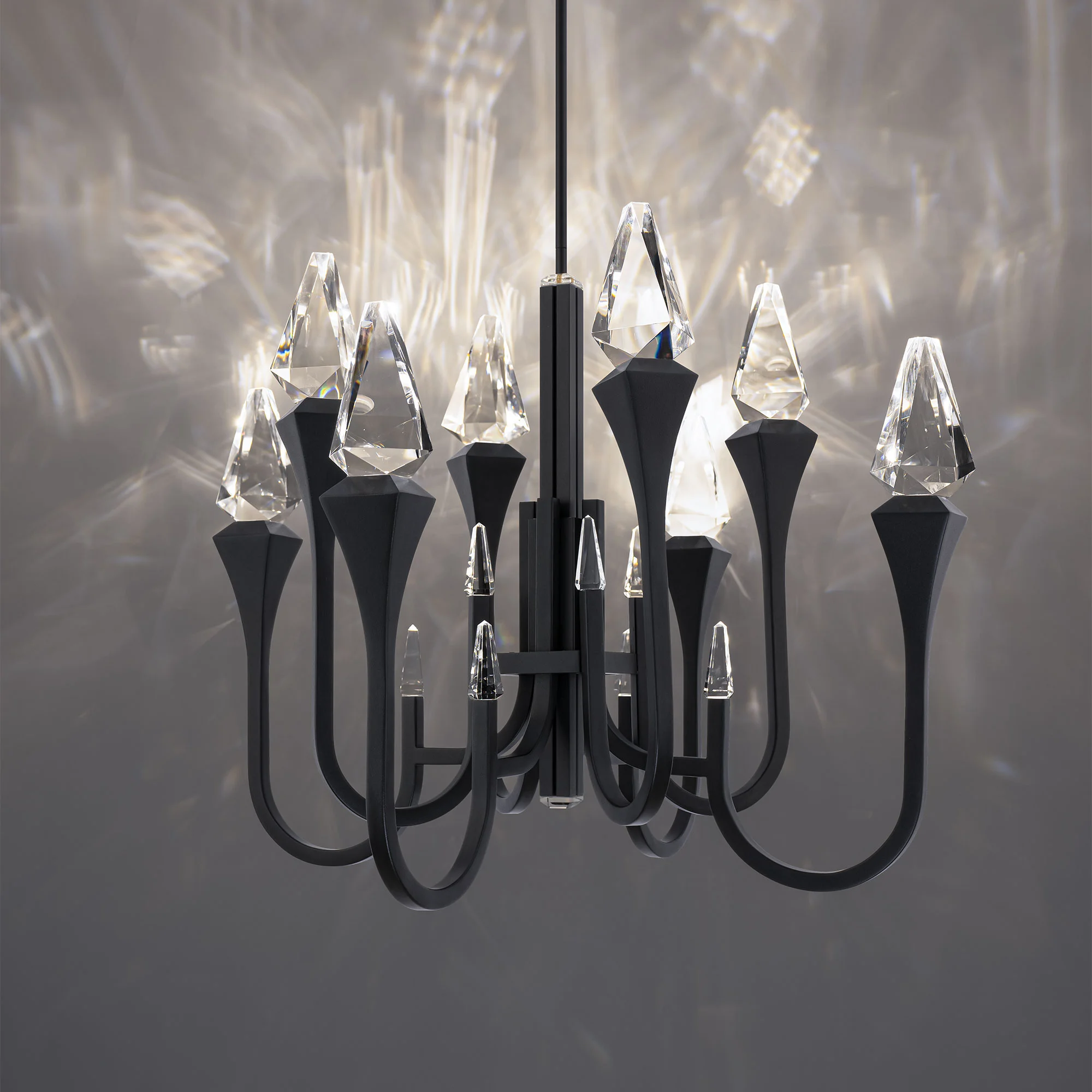Plumeria 34" LED Pendant in Aged Brass with Optic Crystal