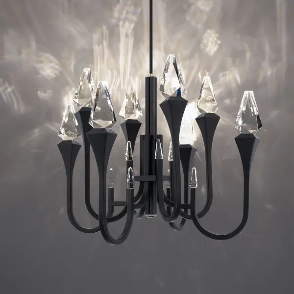 Plumeria 34" LED Pendant in Aged Brass with Optic Crystal