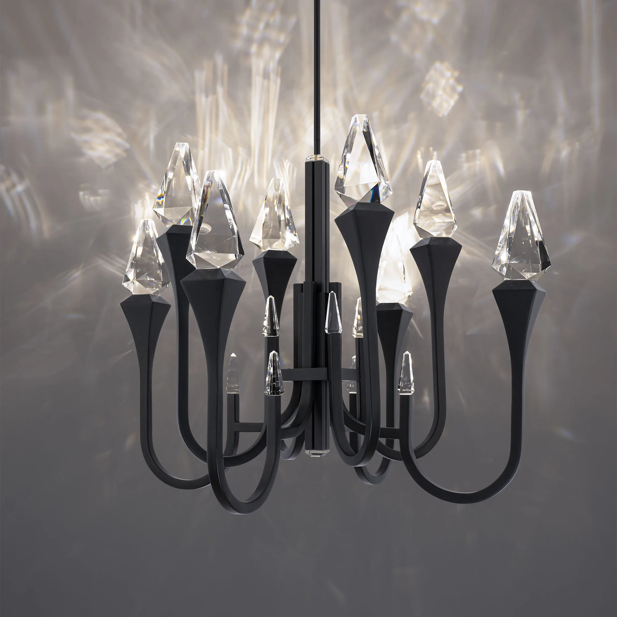 Plumeria 34IN LED 3000K/3500K/4000K/5000K Pendant in Aged Brass with Optic Crystal