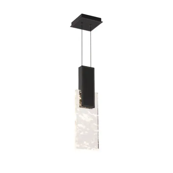 Tryst 21" LED Mini Pendant in Black with Optic Haze Quartz