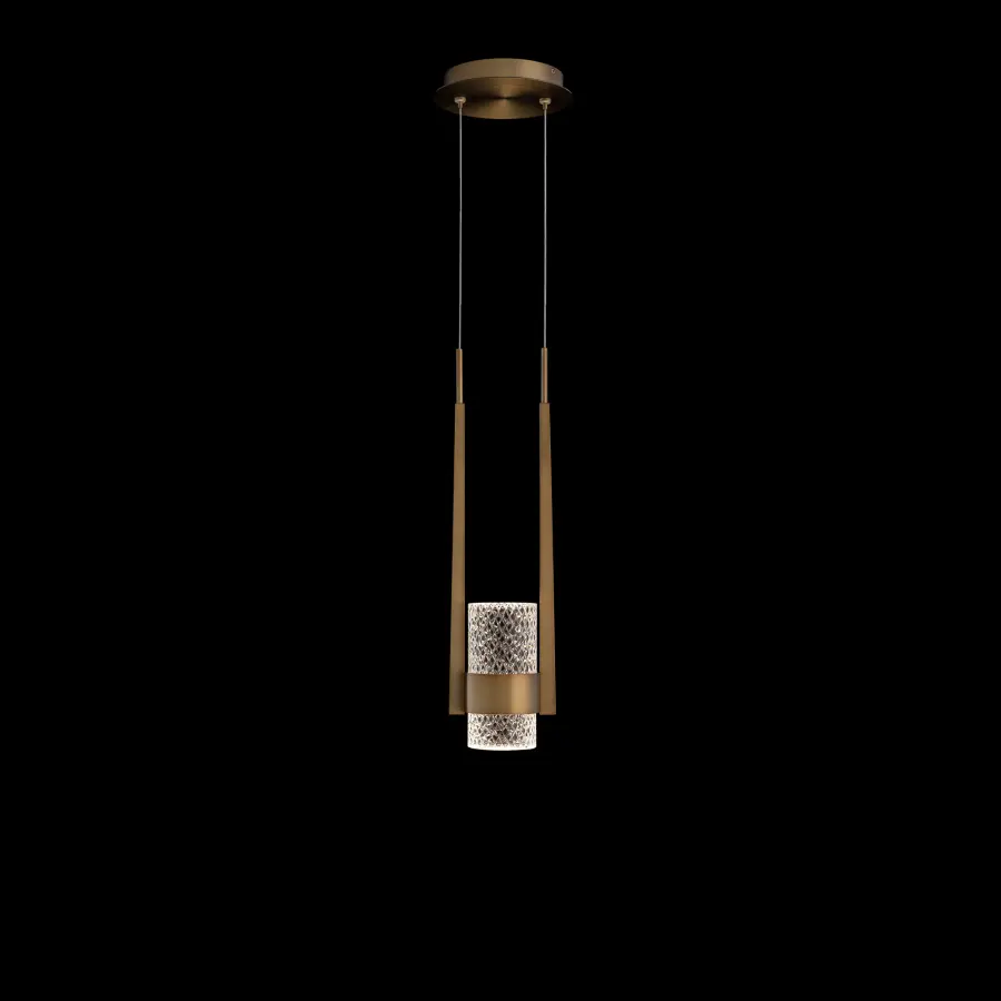 Cadenza 18" LED Pendant in Aged Brass with Radiance Crystal Dust