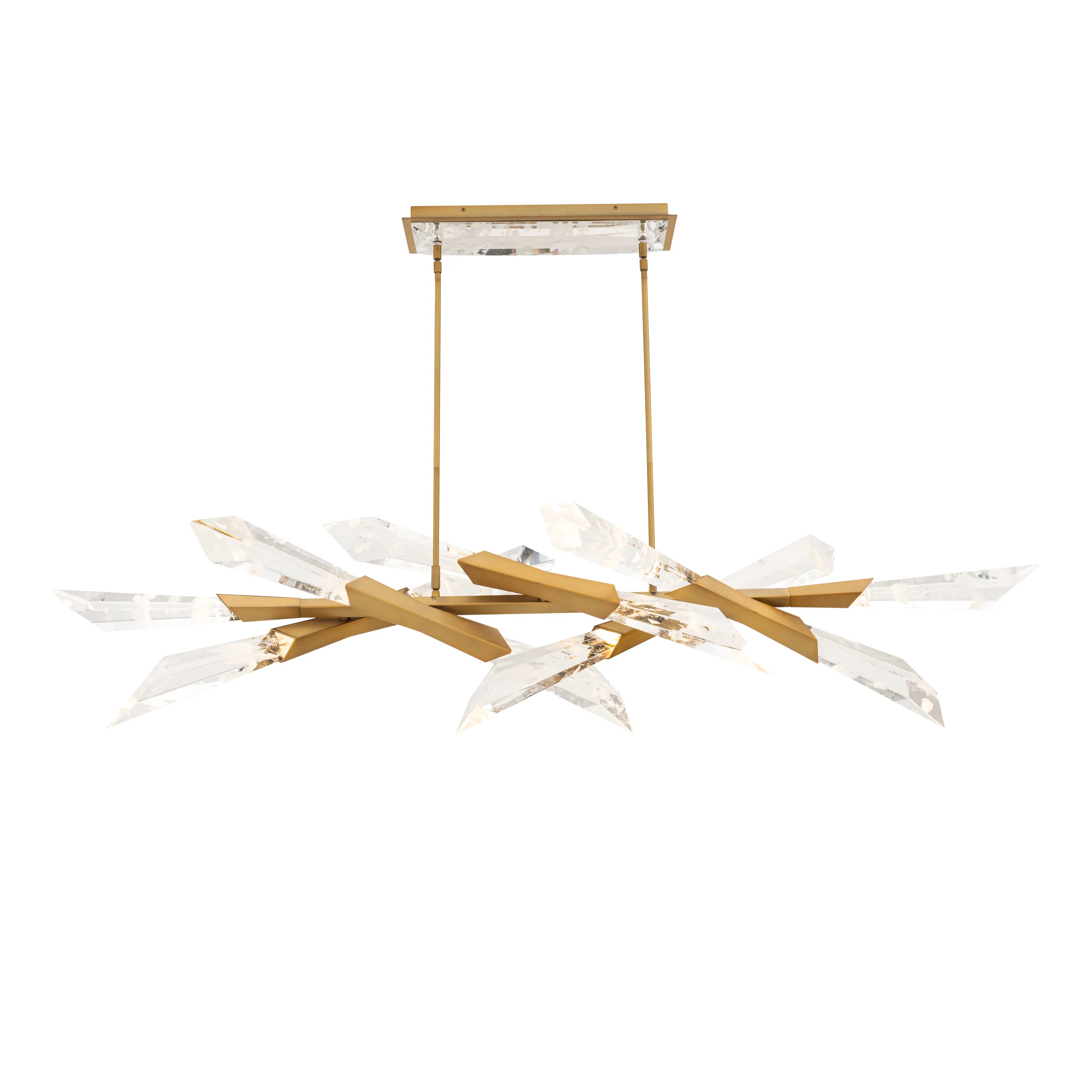 Solitude 60" Linear Pendant in Aged Brass with Optic Haze Quartz