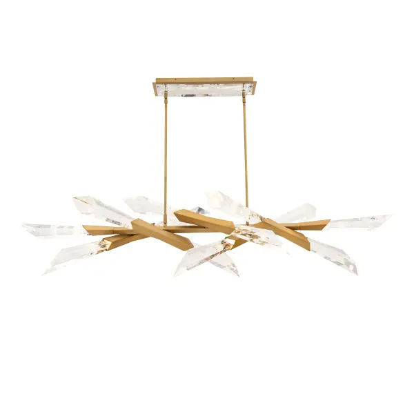 Solitude 60" Linear Pendant in Aged Brass with Optic Haze Quartz