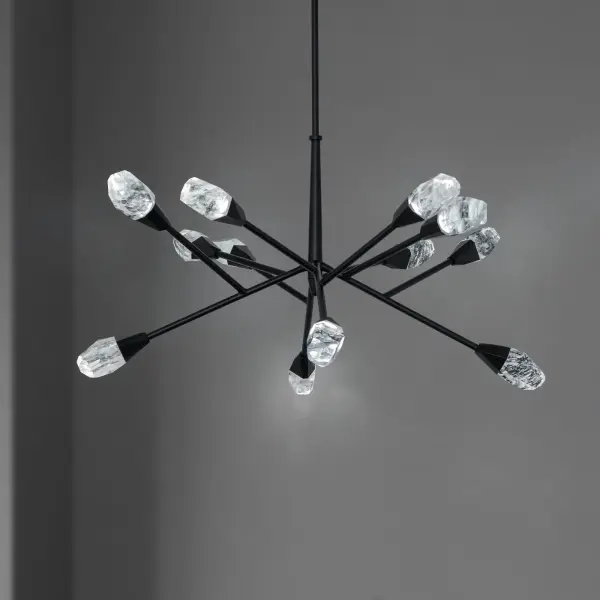 Connect with the sculptural elegance of this modern crystal chandelier. Synapse features Schonbek Optic Haze® Quartz composed of natural quartz gemstone. This exquisite 12 light chandelier is both current and luxurious. Hidden behind each crystal element, a high-tech LED illuminates generously for beautiful ambient illumination for all to see. A head-turner that will dazzle in entryways and other important spaces.