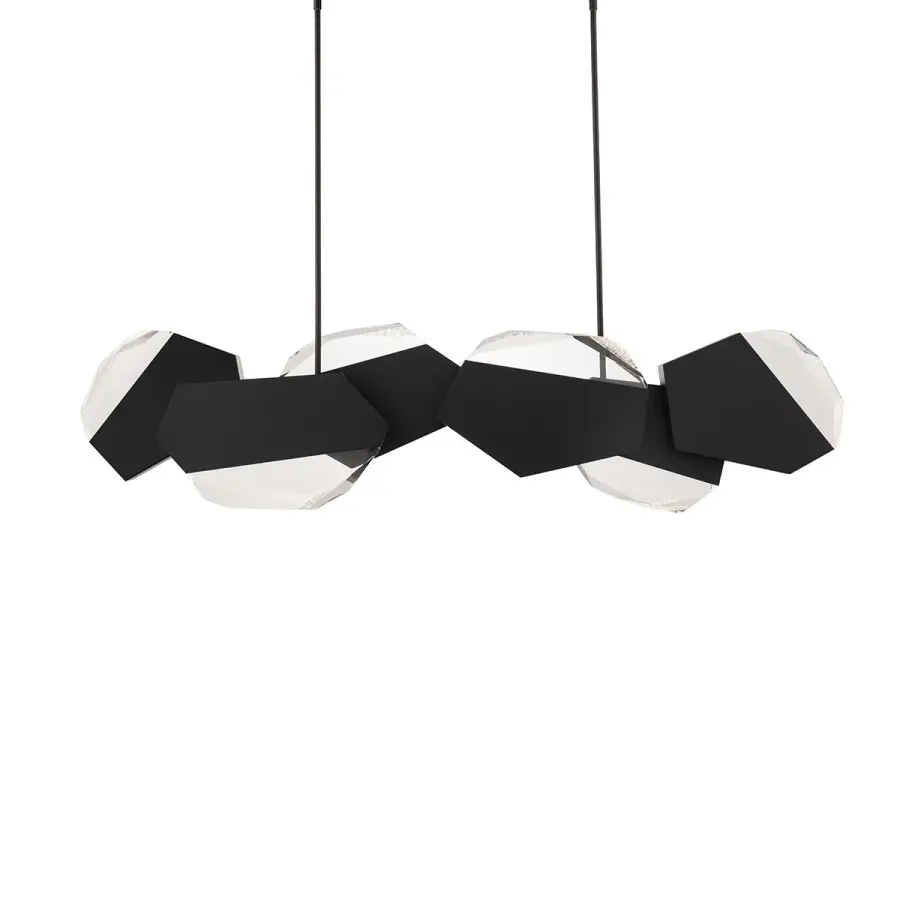 Palisade 48" LED Linear Pendant in Black with Radiance Crystal Dust