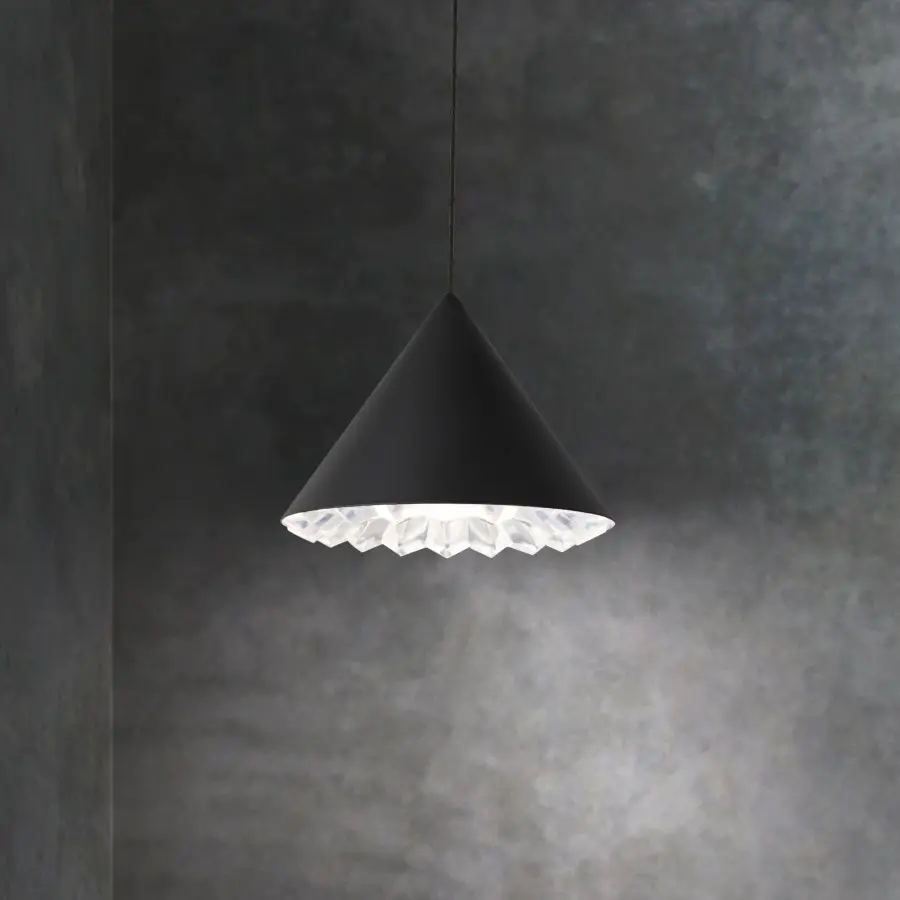 Primrose 8" LED Mini Pendant in Black with Clear Optic Crystal