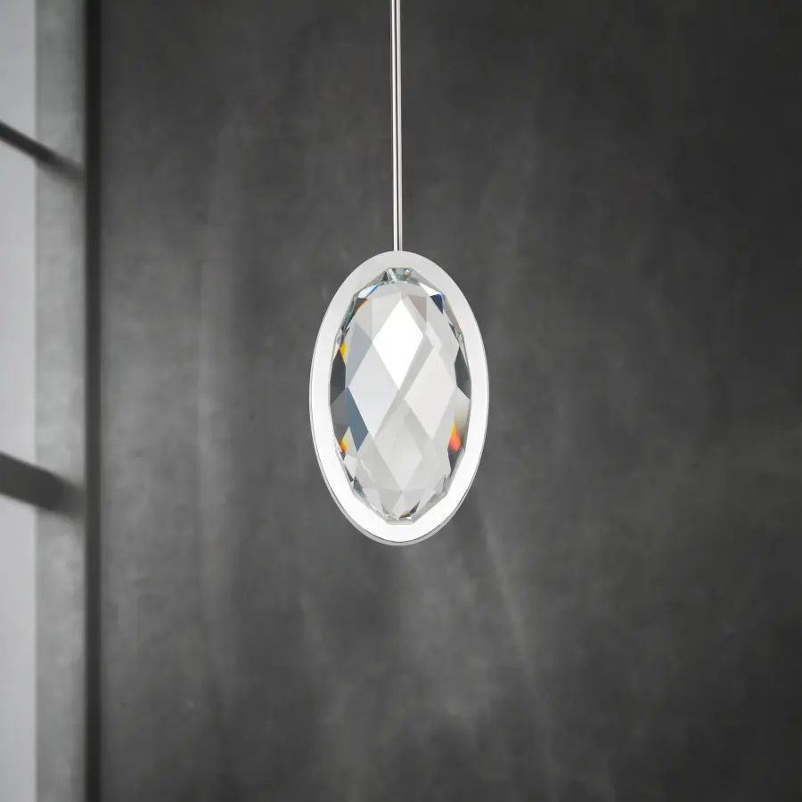 Wonder 10" LED Mini Pendant in Black with Clear Optic Crystal