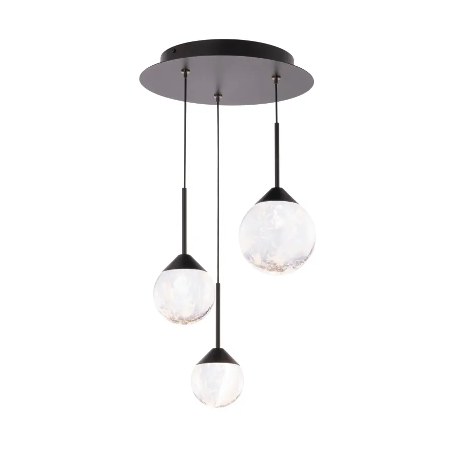Quest 3-Light LED Multi-Light Pendant in Aged Brass with Clear Radiance Crystal