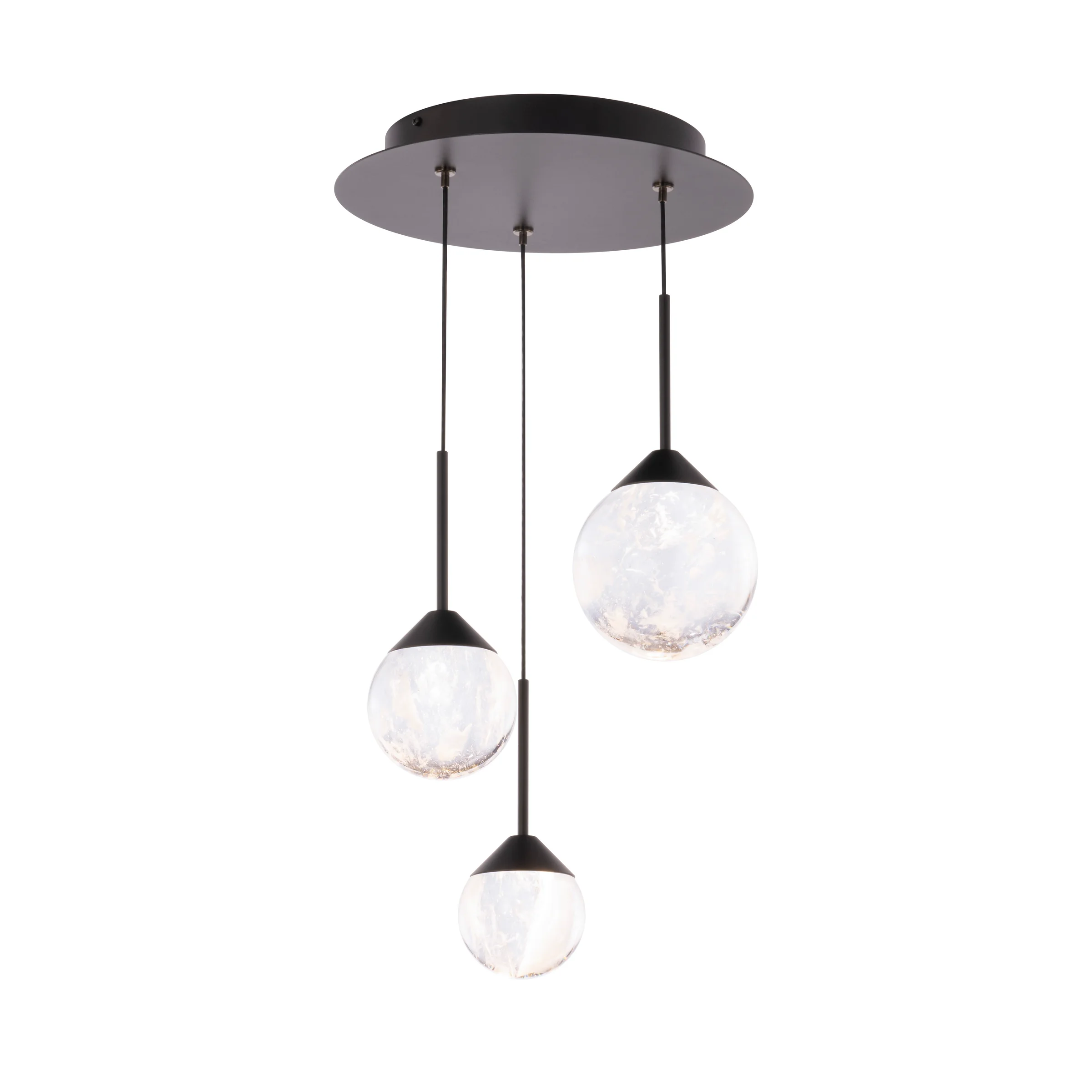 Quest 3-Light LED Multi-Light Pendant in Black with Clear Radiance Crystal