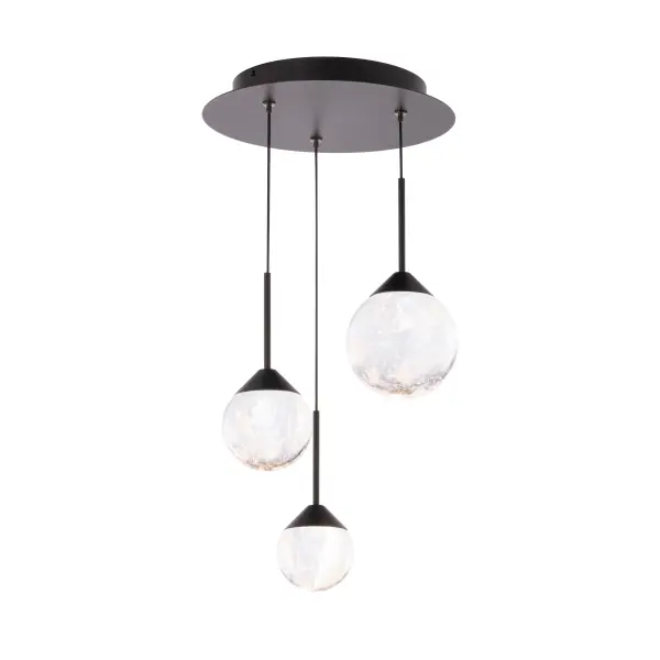 Crystal ball patterned to offer enhanced illumination. The Schonbek Optic Haze® Quartz pheres project omnidirectional high quality LED illumination for an astonishing, graceful aesthetic.