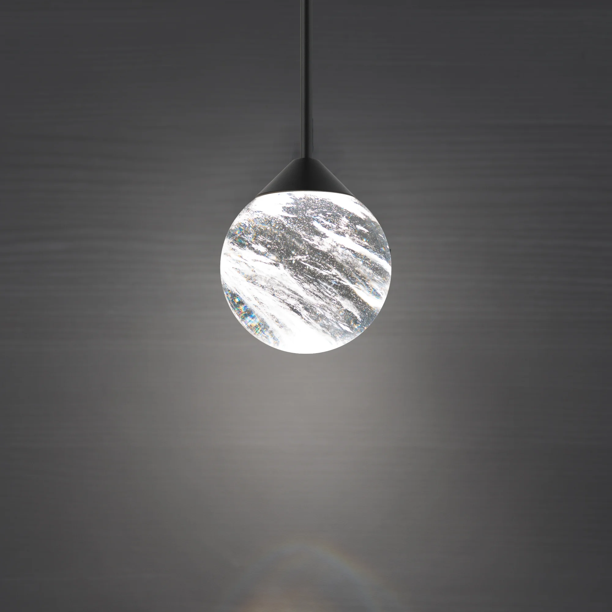 Quest 1-Light LED Mini Pendant in Aged Brass with Optic Haze Quartz