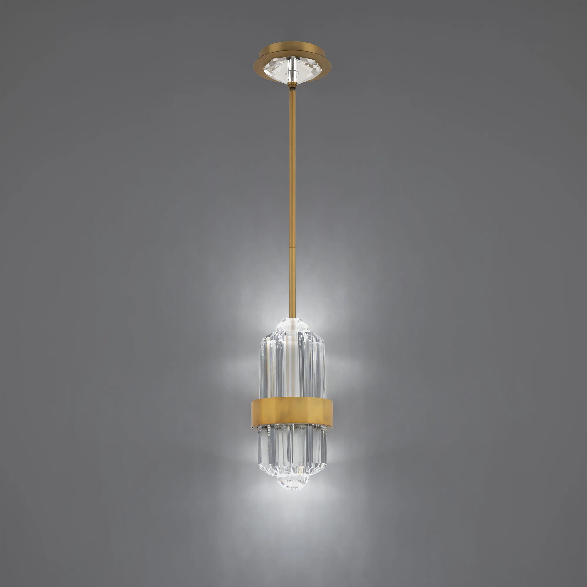 Silo 13IN LED 3000K/3500K/4000K/5000K Mini Pendant in Aged Brass with Optic Crystal