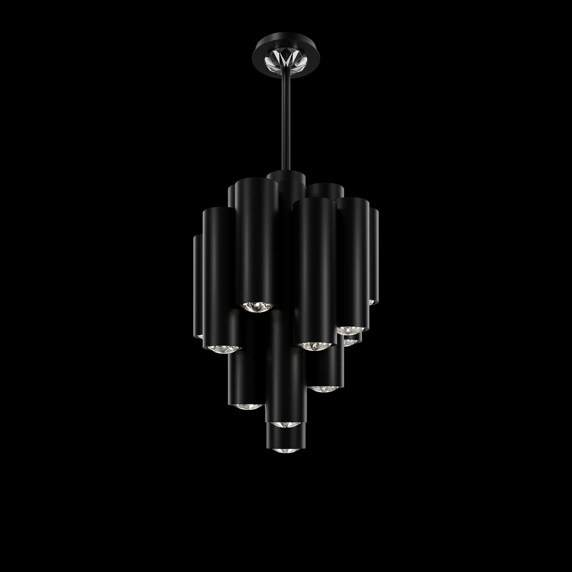 Tamara 21" LED Pendant in Black with Radiance Crystal Dust