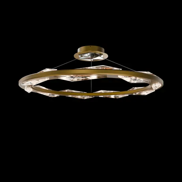 This stunning 36-inch pendant transforms any space with its jewelry-inspired design featuring interwoven crystal twists embedded with faceted Radiance Crystal Dust. The aged brass finish adds warmth while the integrated LED provides excellent illumination with adjustable color temperature options.
