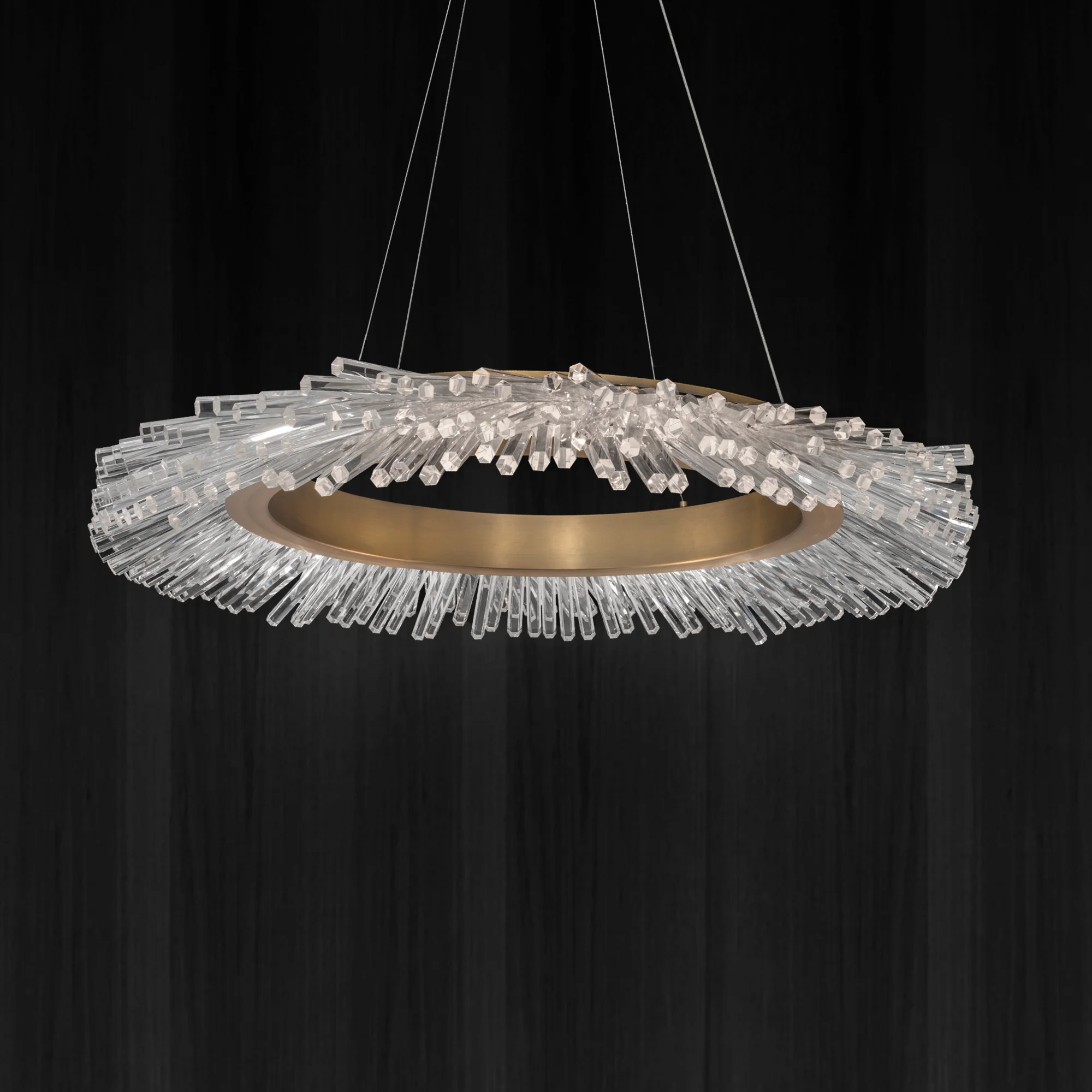 Benediction 37" LED Crystal Ring Pendant in Aged Brass