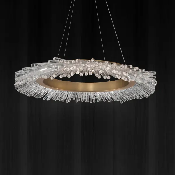 Benediction 37" LED Crystal Ring Pendant in Aged Brass