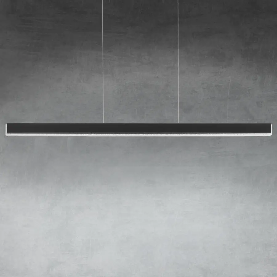 Mystique 70" LED Linear Pendant in Black with Clear Rock Cut Crystal