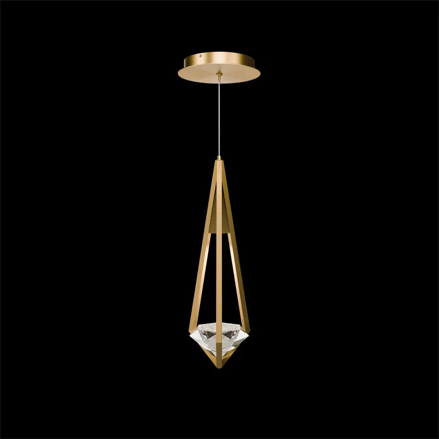 Violane LED Mini Pendant in Aged Brass with Radiance Crystal Dust