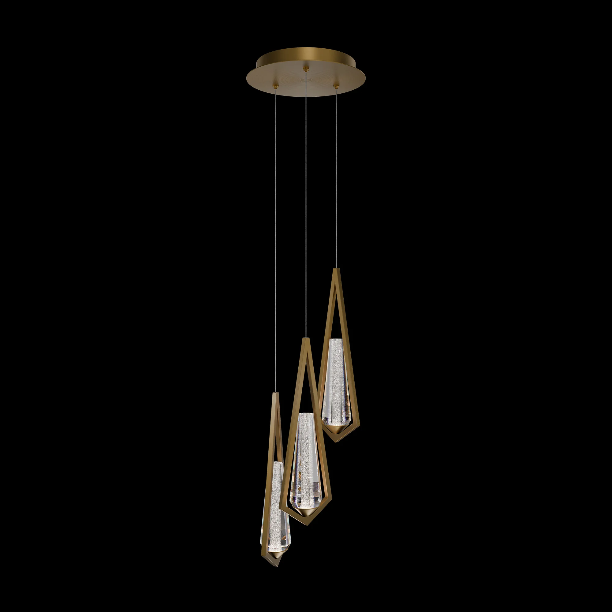 Devotion 3-Light LED Multi-Light Pendant in Aged Brass with Radiance® Crystal Dust