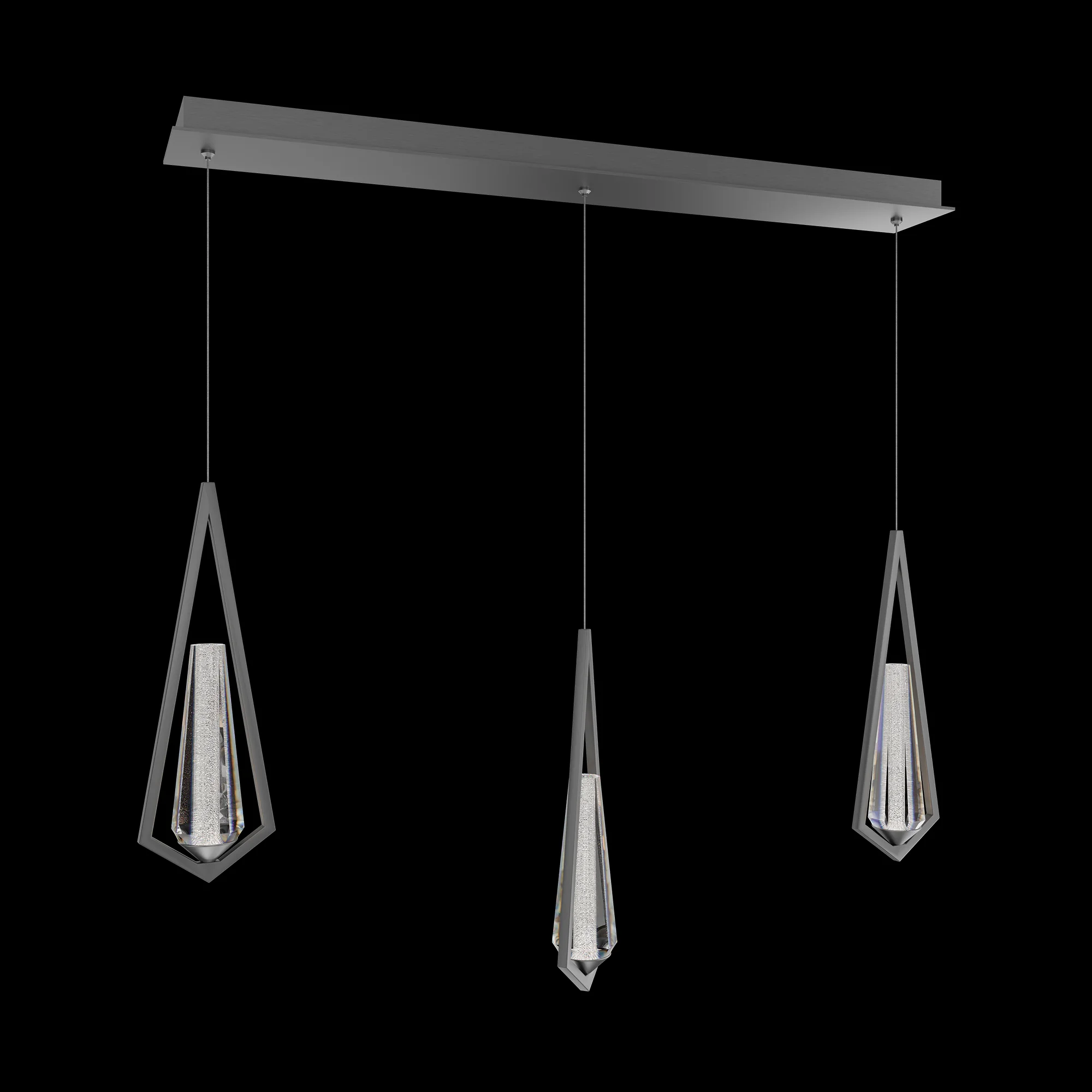 Devotion 3-Light Linear LED Pendant in Satin Nickel with Radiance® Crystal Dust