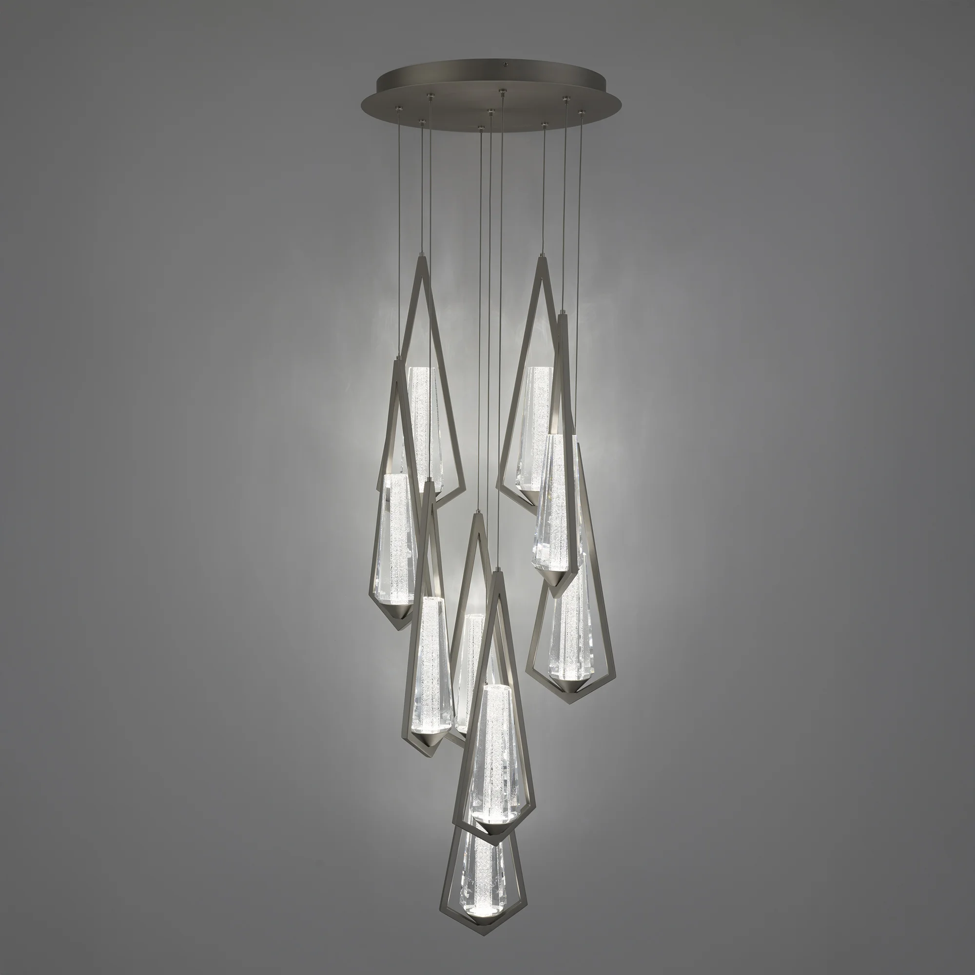 Devotion 9-Light LED Multi-Light Pendant in Satin Nickel with Radiance® Crystal Dust