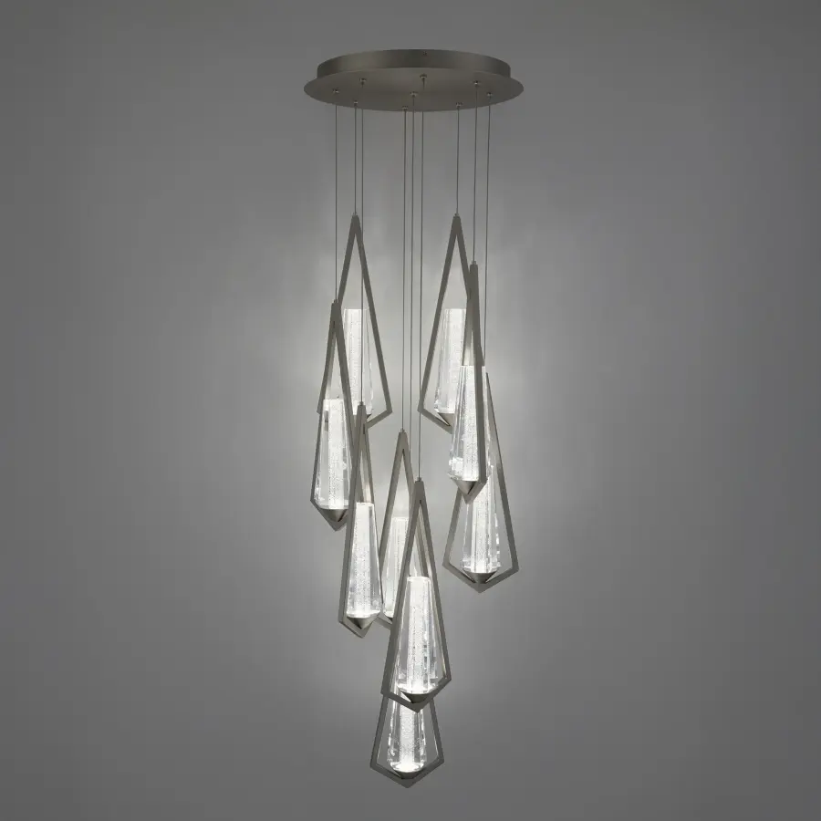 Devotion 9-Light LED Multi-Light Pendant in Satin Nickel with Radiance® Crystal Dust