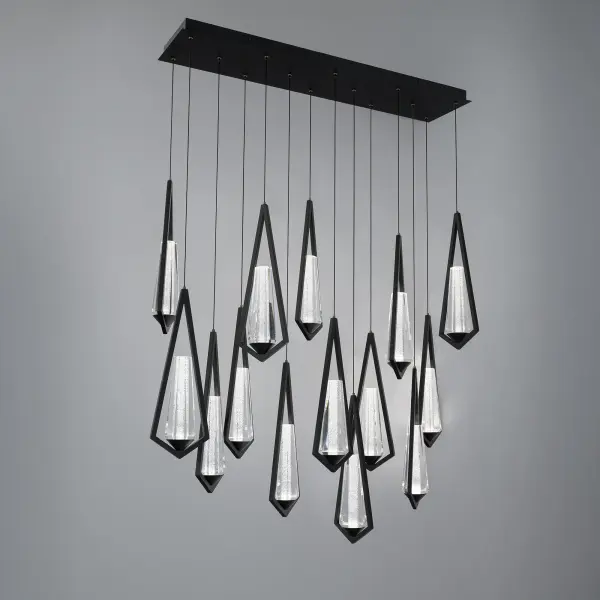 Devotion 14-Light Linear LED Chandelier in Black with Radiance® Crystal Dust