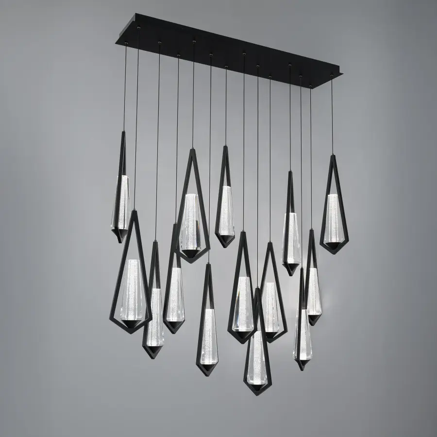 Devotion 14-Light Linear LED Chandelier in Black with Radiance® Crystal Dust