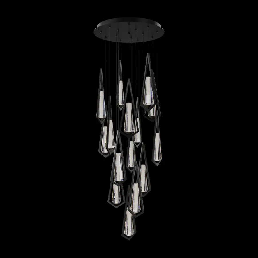 Devotion 15-Light LED Multi-Light Pendant in Black with Radiance® Crystal Dust
