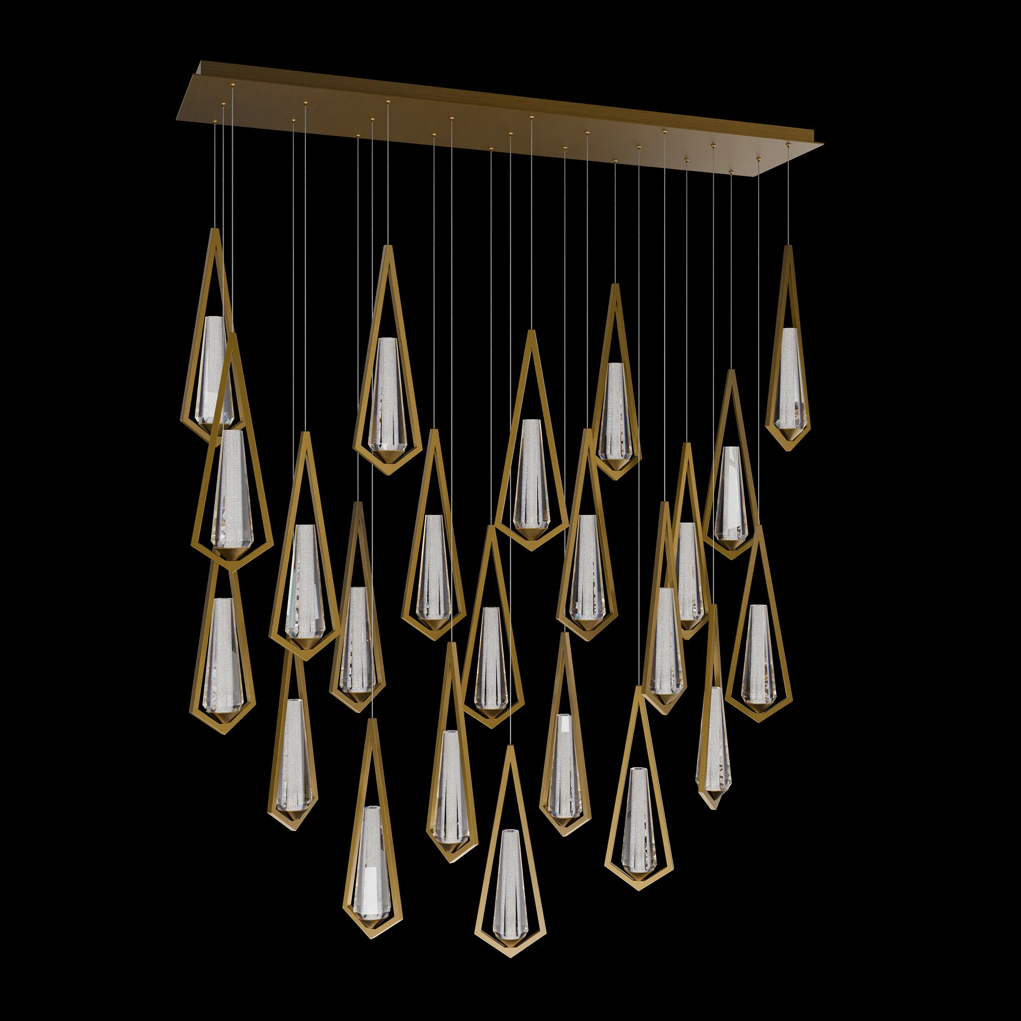 Devotion 23 Light Linear LED 3000K/3500K/4000K Multi-Light in Aged Brass with Radiance® Crystal Dust