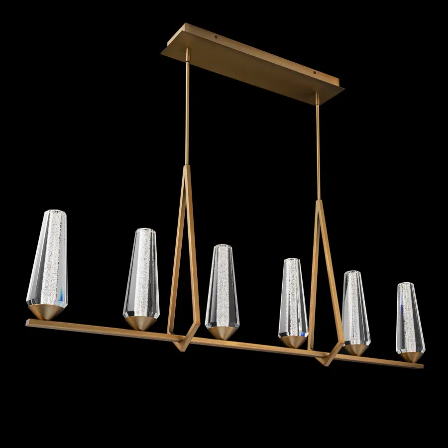 Devotion 47" LED Linear Pendant in Aged Brass with Radiance® Crystal Dust