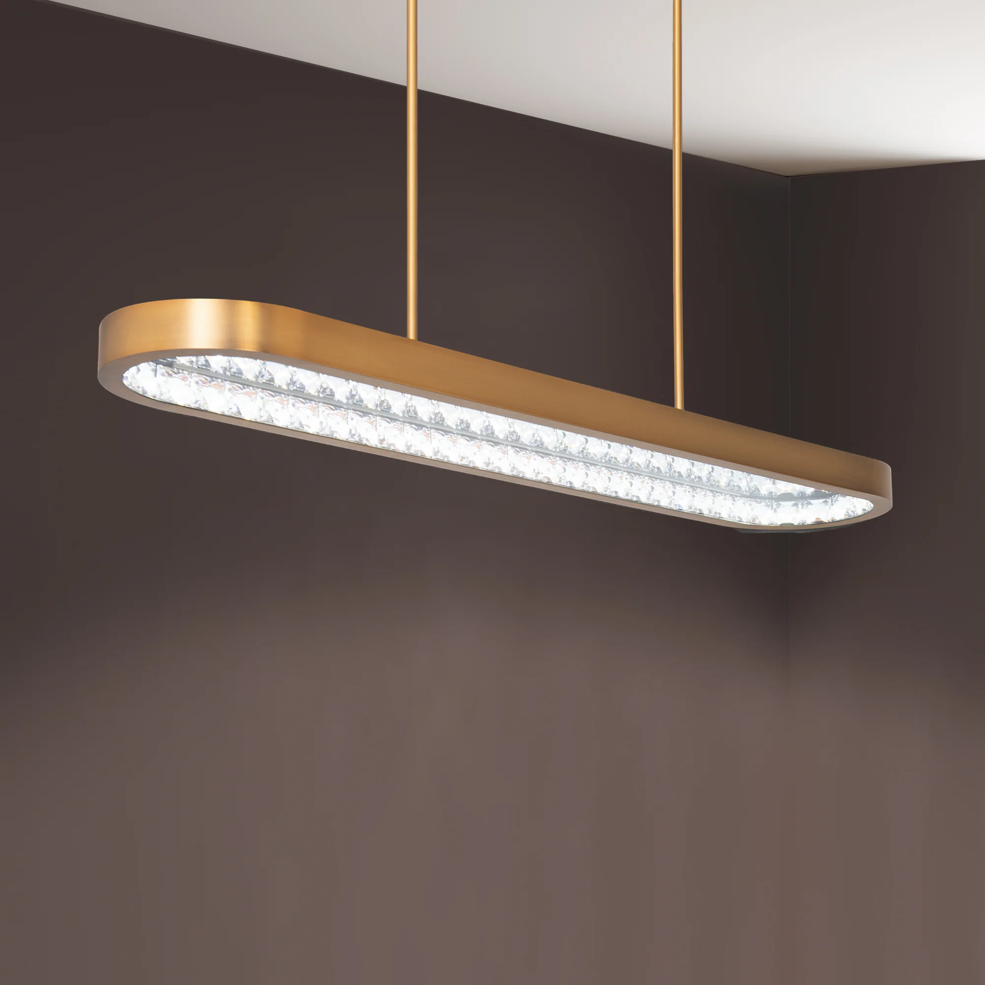 Marquis 47" LED Linear Pendant in Aged Brass with Swarovski Crystals
