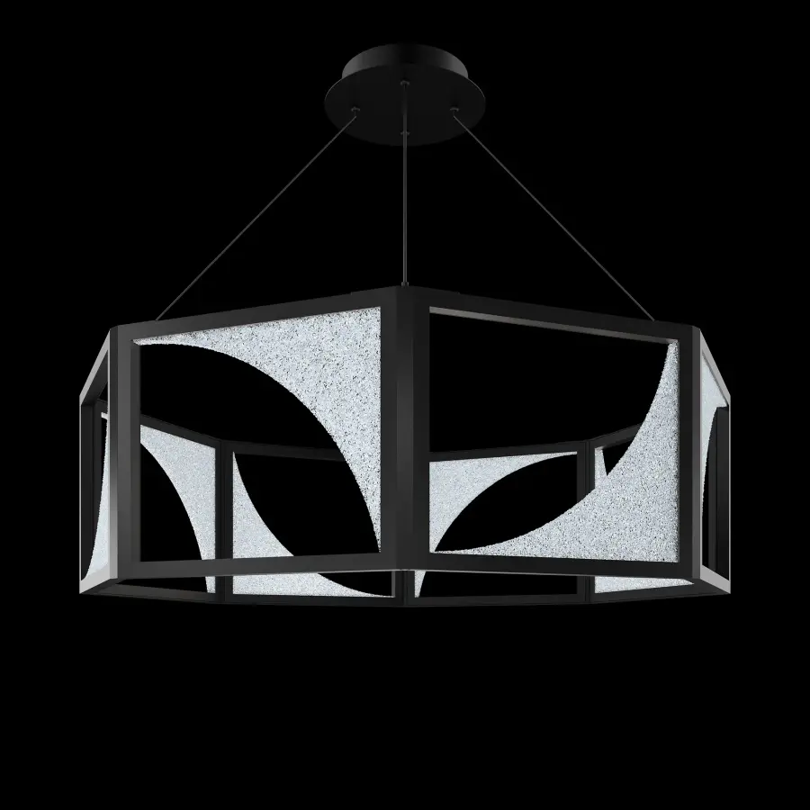 Luna 36" LED Pendant in Black with Radiance® Crystal Dust