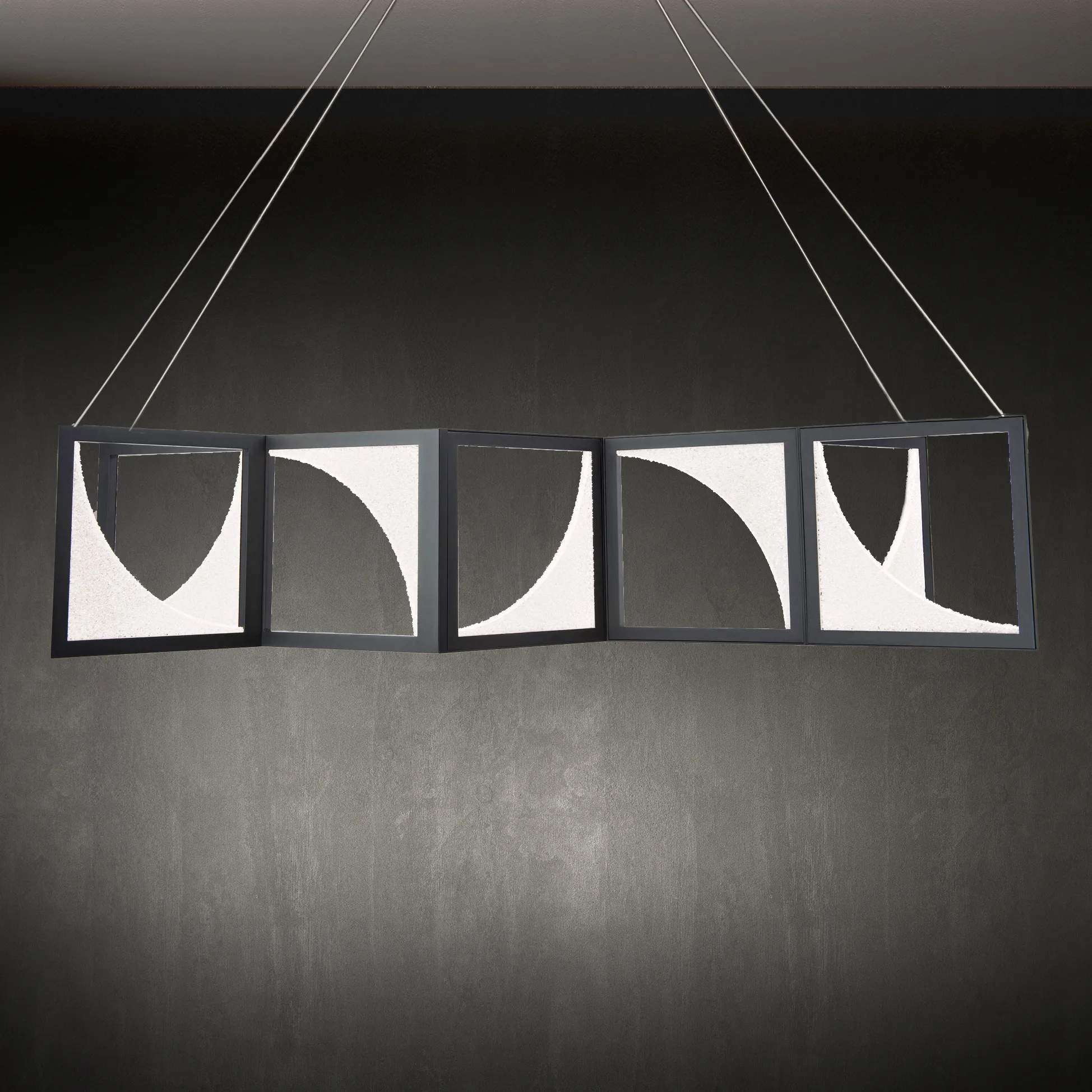 Luna 61in LED 3000K/3500K/4000K 120V-277V Linear Pendant in Black with Clear Rock Cut Crystal