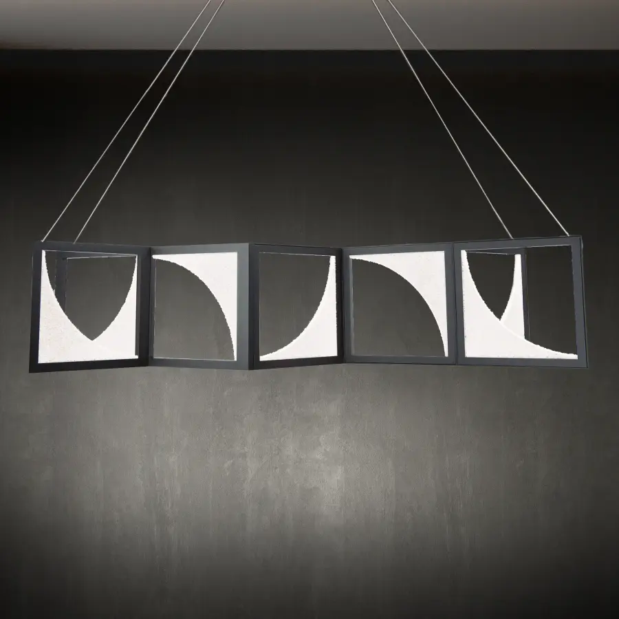 Luna 61" LED Linear Pendant in Black with Clear Rock Cut Crystal