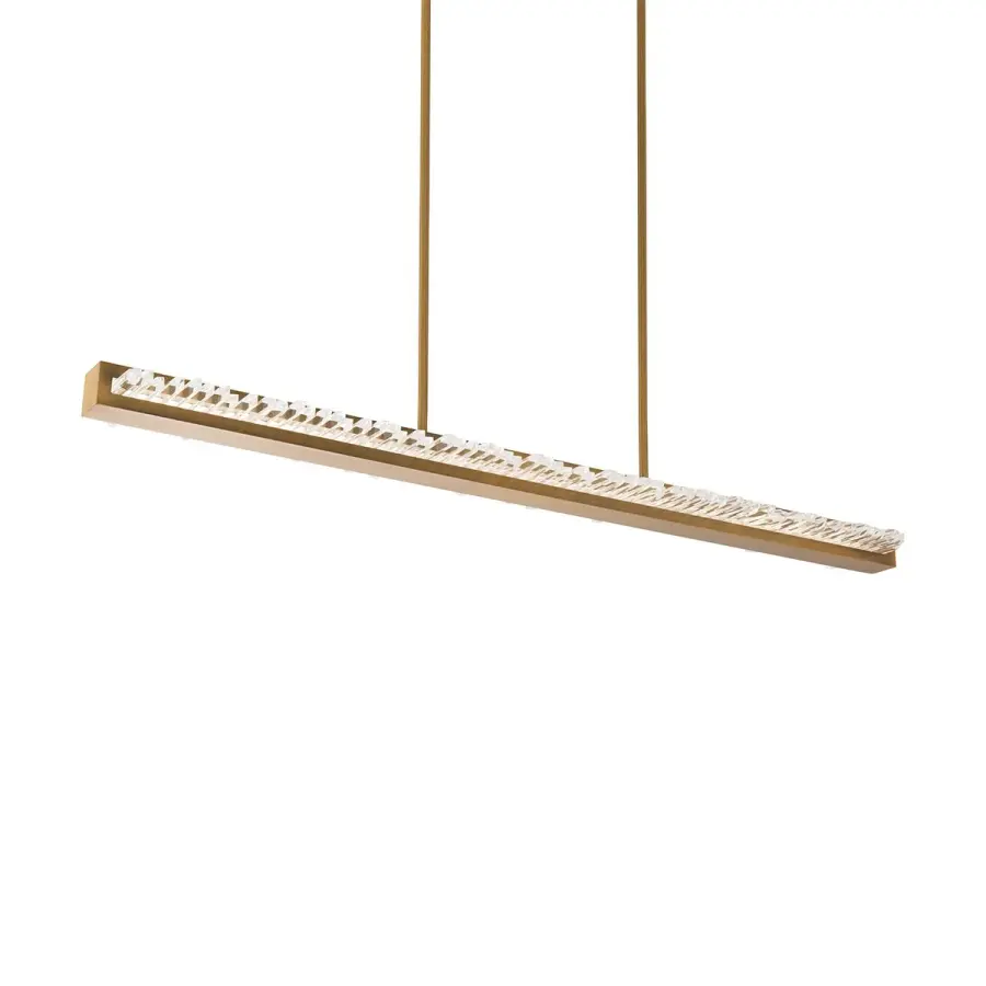 Frozen 47" LED Linear Pendant in Aged Brass with Optic Crystal