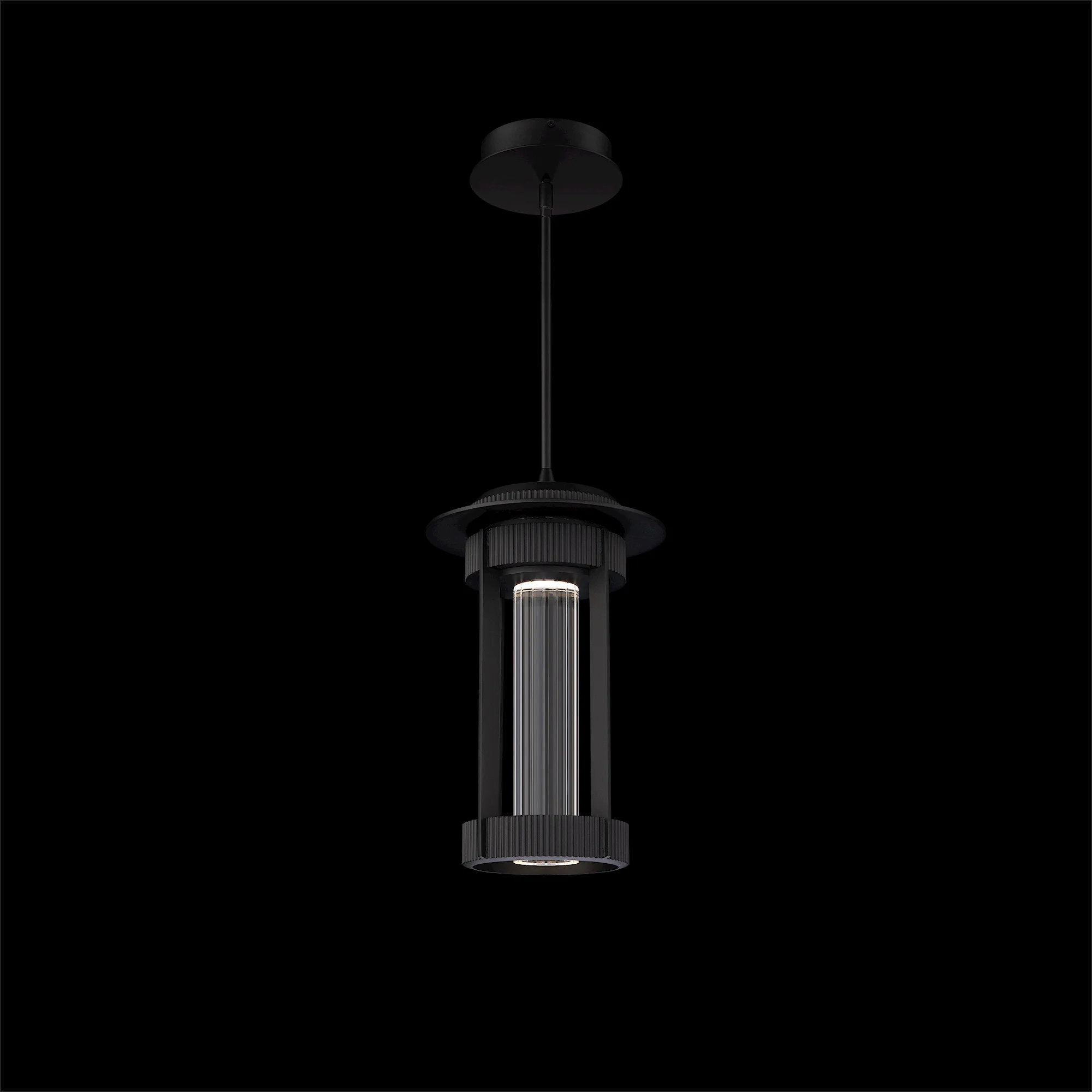 Gainey LED 17" Outdoor Pendant in Black with Optic Crystal