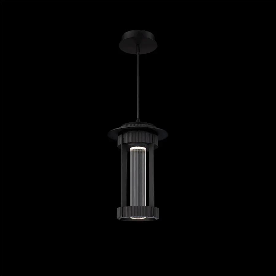 Gainey LED 17" Outdoor Pendant in Black with Optic Crystal