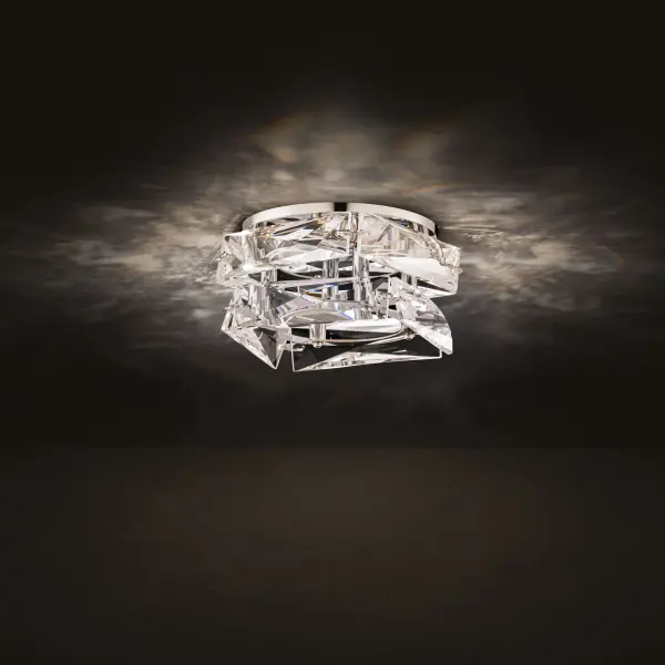 An undulating arrangement of layered Schonbek Radiance® prisms illuminated by LEDs creates a play of light and energy within the crystal, releasing its fiery brilliance.