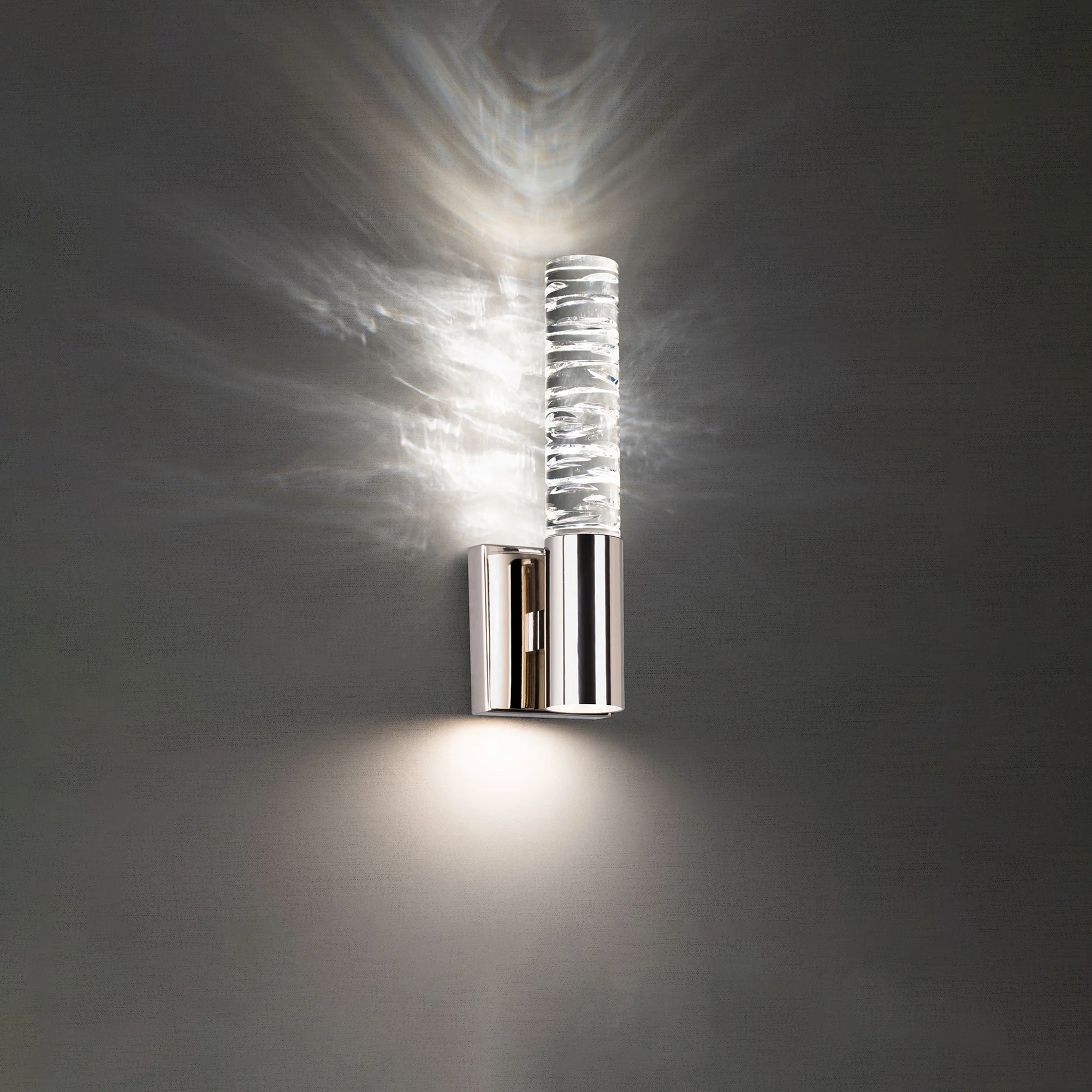 Cru 14" LED Wall Sconce in Polished Nickel with Clear Optic Crystal