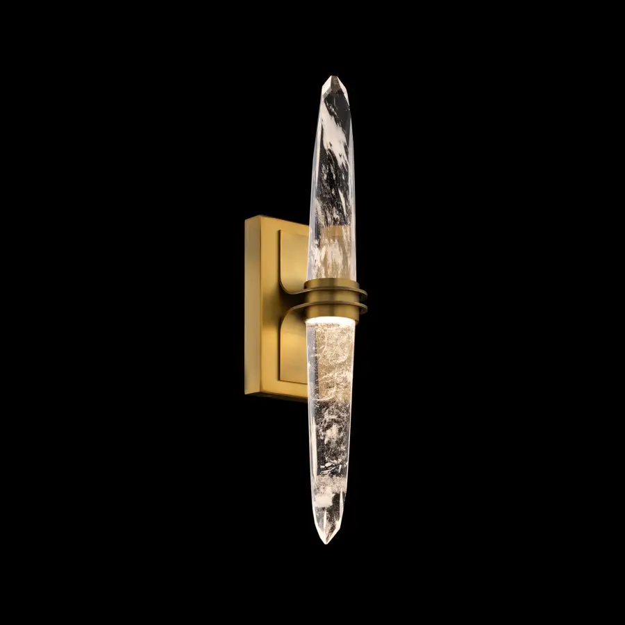 Pickwick LED Wall Sconce 18" in Aged Brass with Optic Haze Quartz
