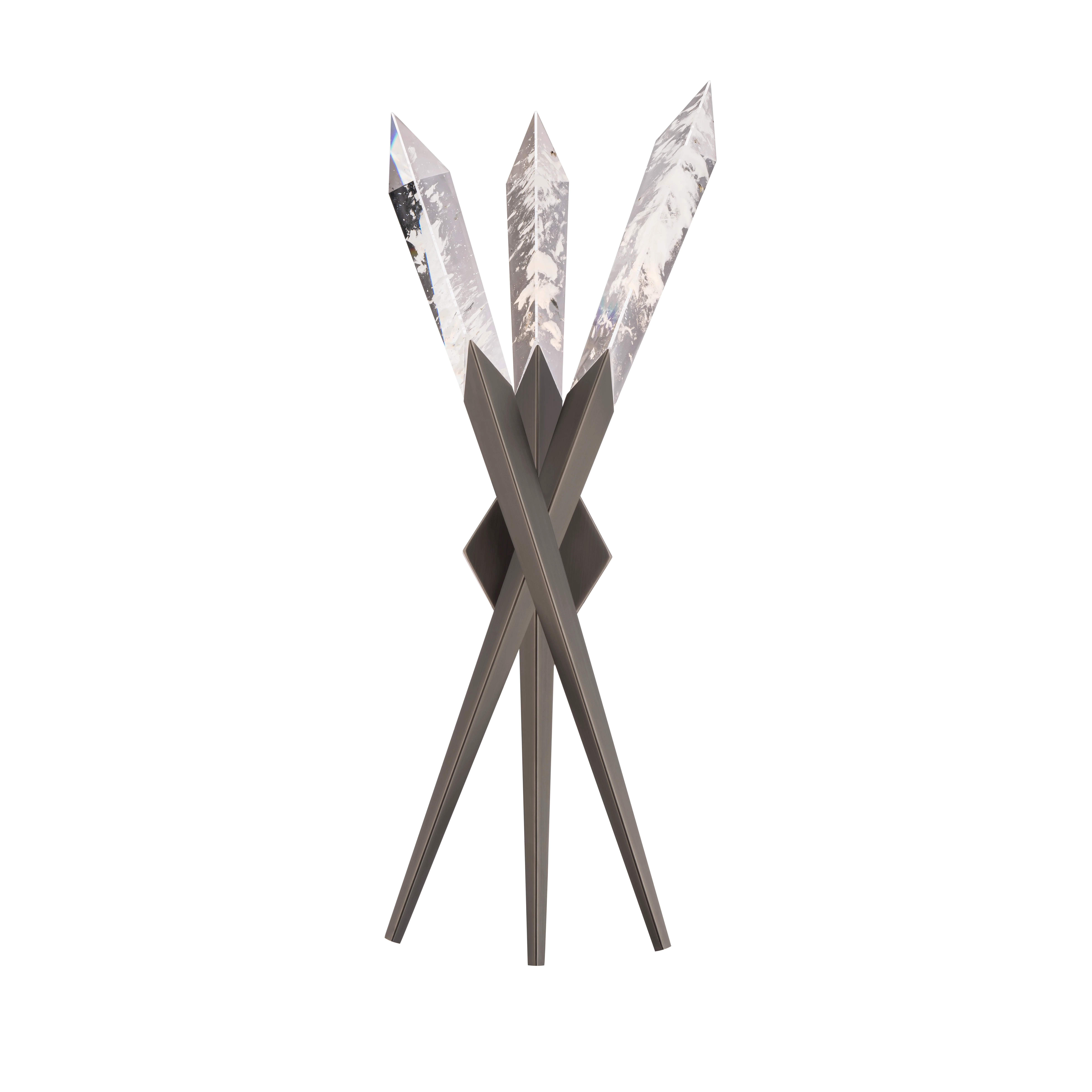 Solitude 29in LED 3000K/3500K/4000K 120V-277V Wall Sconce in Aged Brass with Optic Haze Quartz