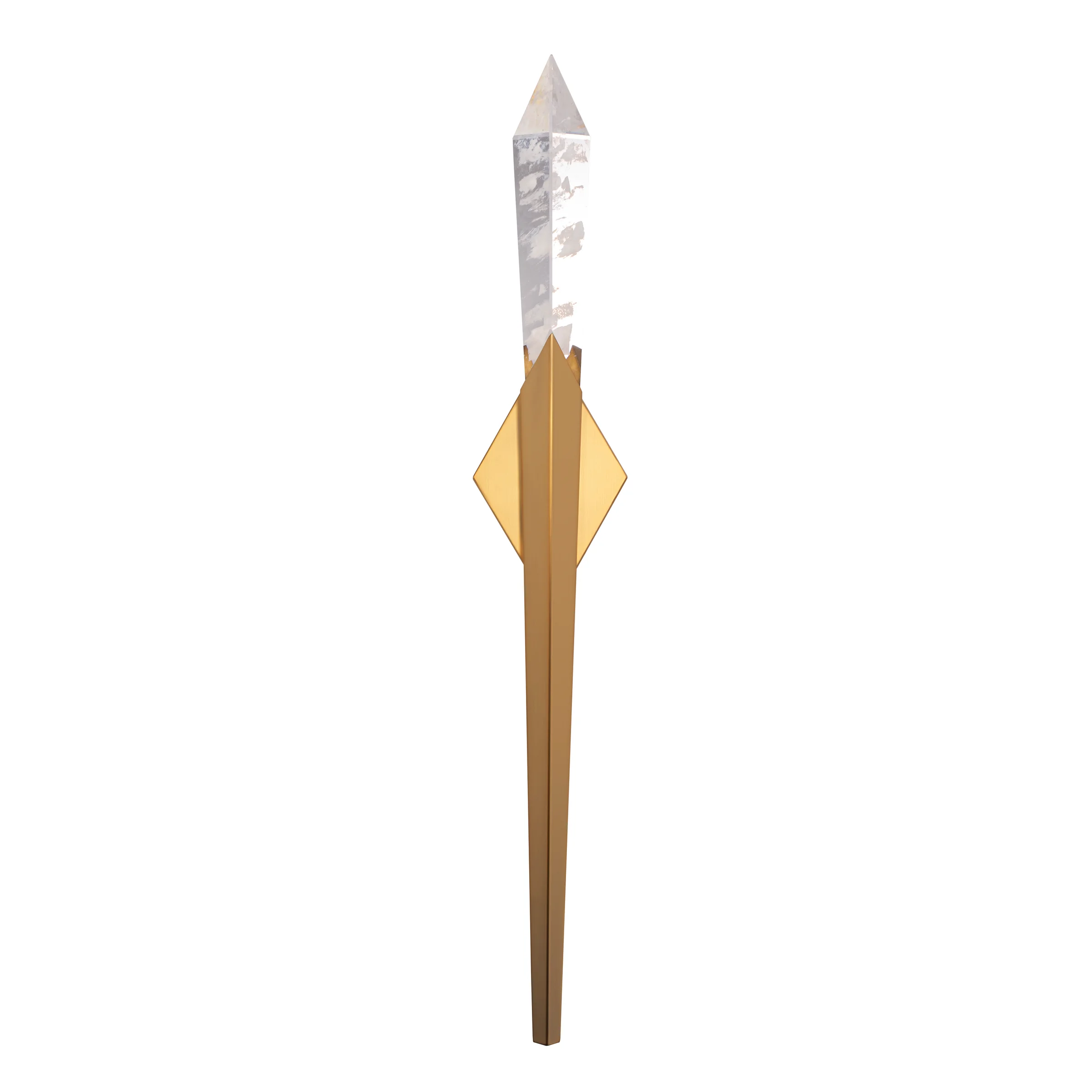 Solitude 32" LED Wall Sconce in Aged Brass with Optic Haze Quartz