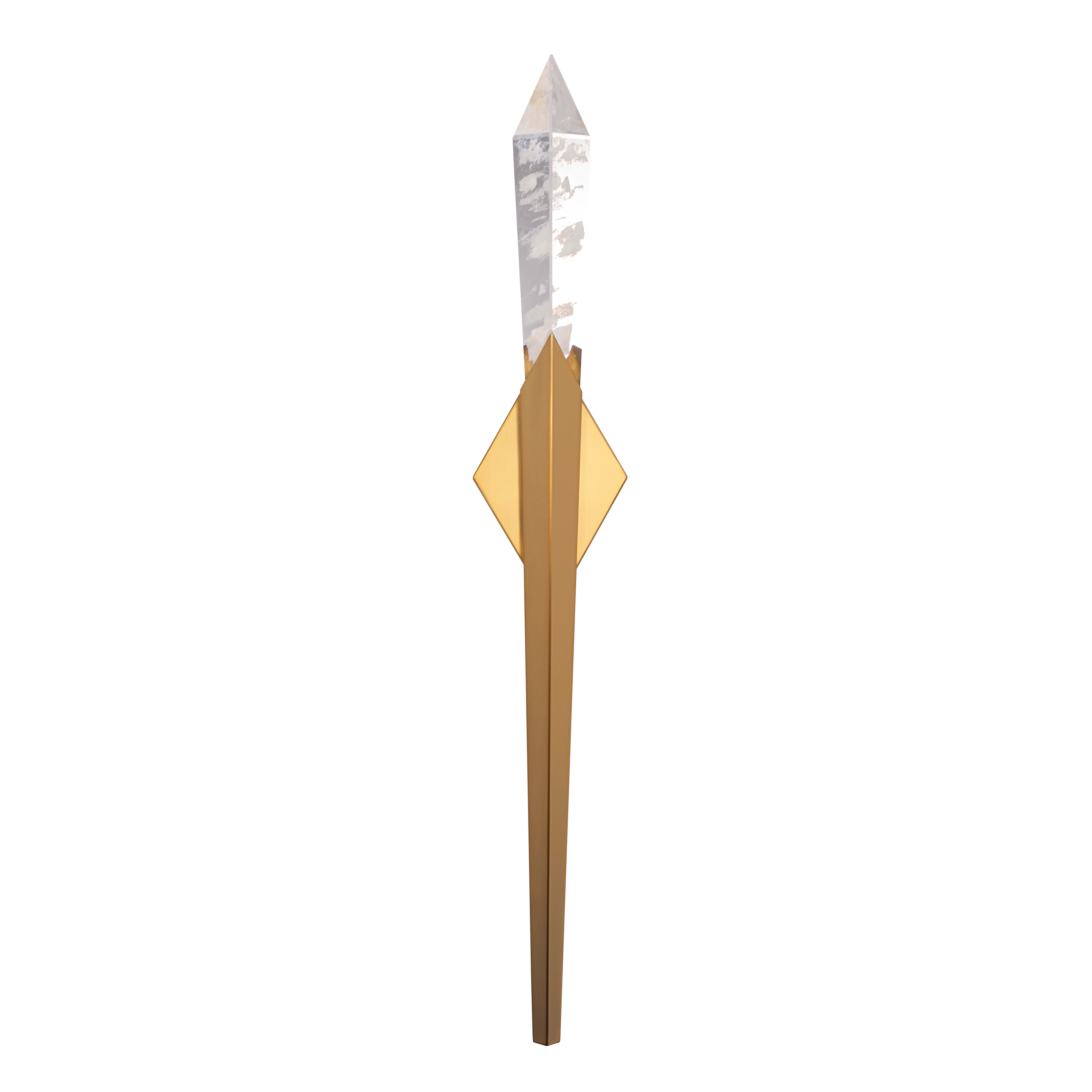 Solitude 32in LED 3000K/3500K/4000K 120V-277V Wall Sconce in Aged Brass with Optic Haze Quartz