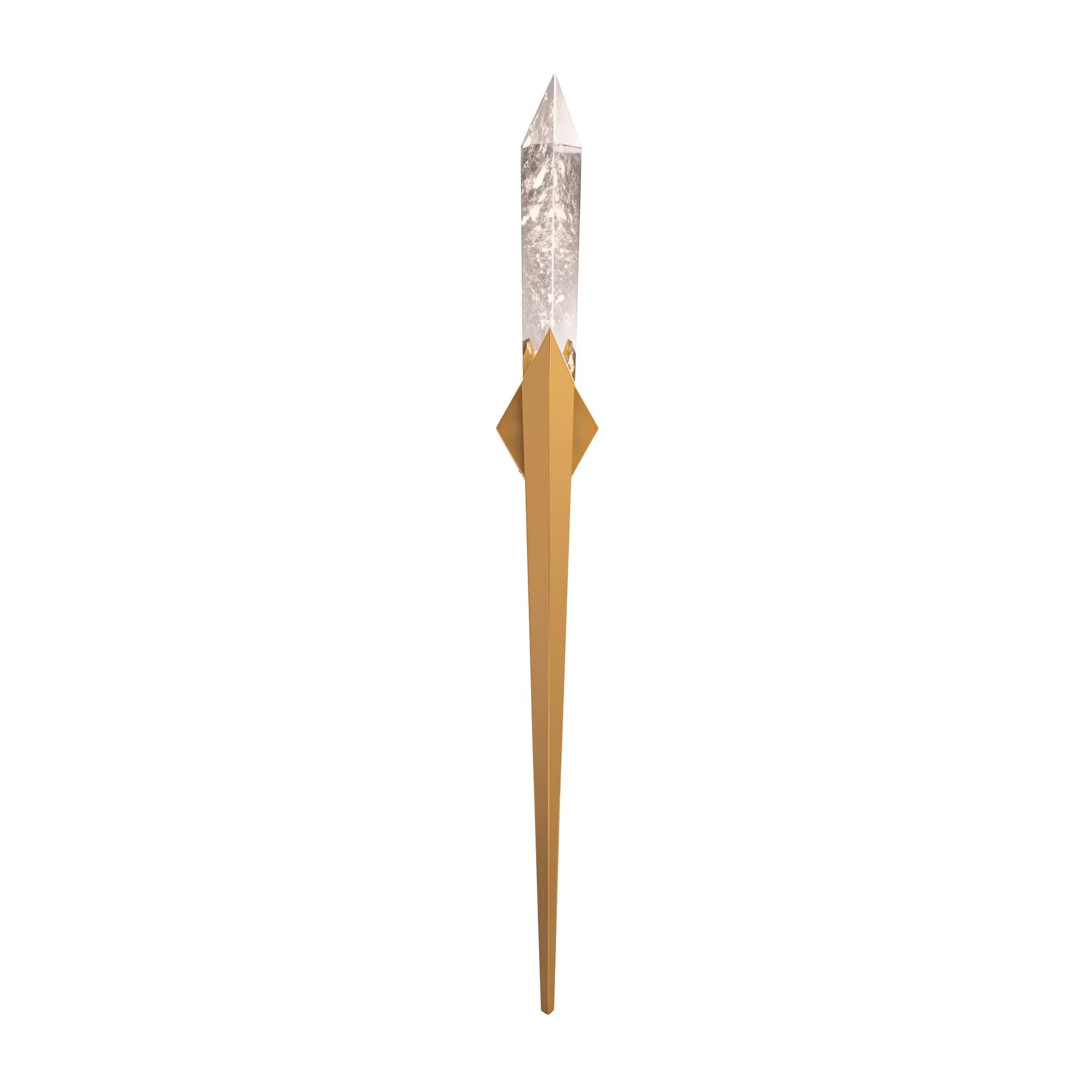 Solitude 70" LED Wall Sconce in Aged Brass with Optic Haze Quartz