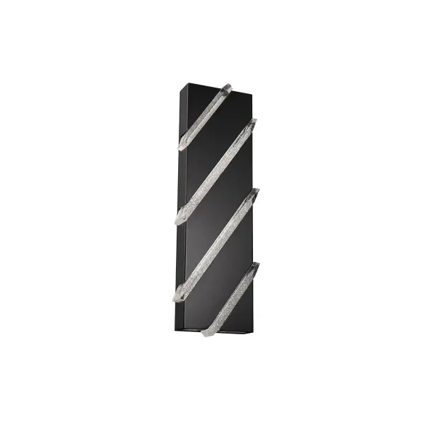 Groovy. Reminiscent of the marks left by glacial ice sliding across rock, striations of Optic Crystal are lit by hidden LEDs glimmering between this wall sconce’s polished black surface.