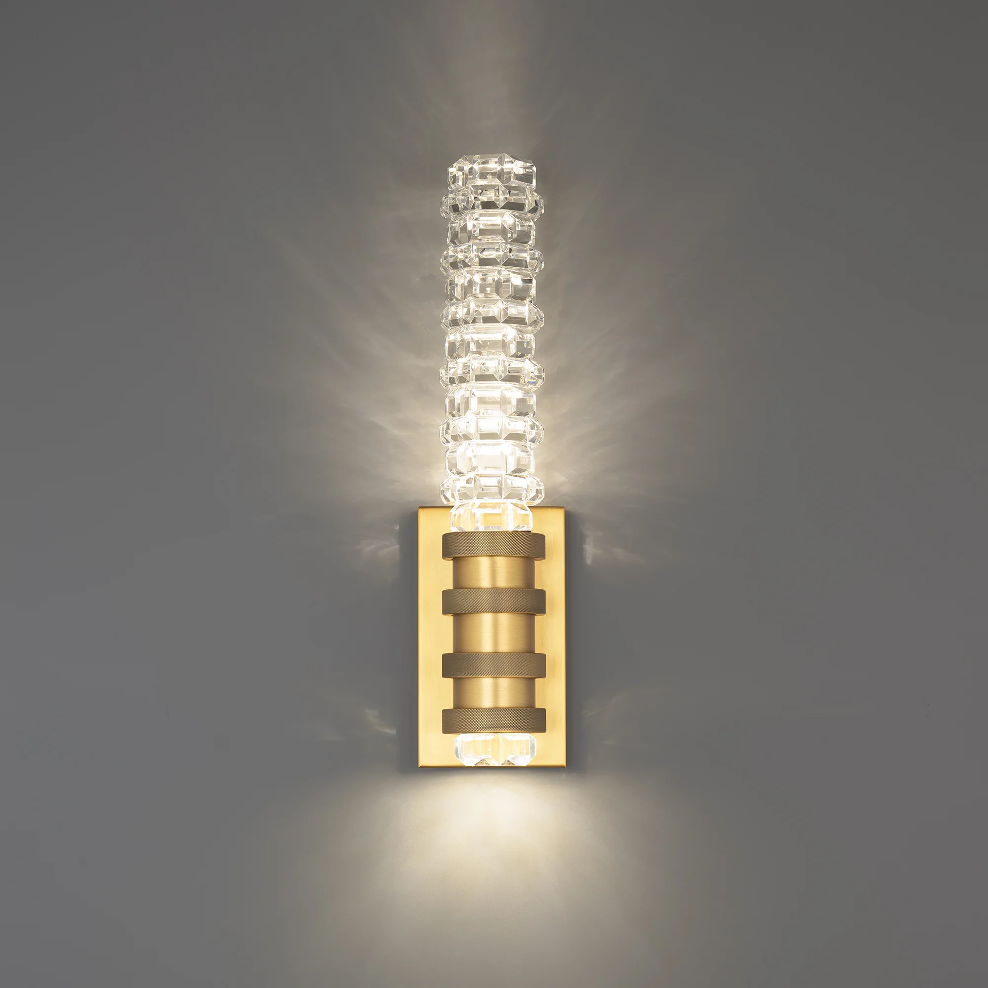 Kemberly 18" LED Wall Sconce in Aged Brass with Optic Crystal