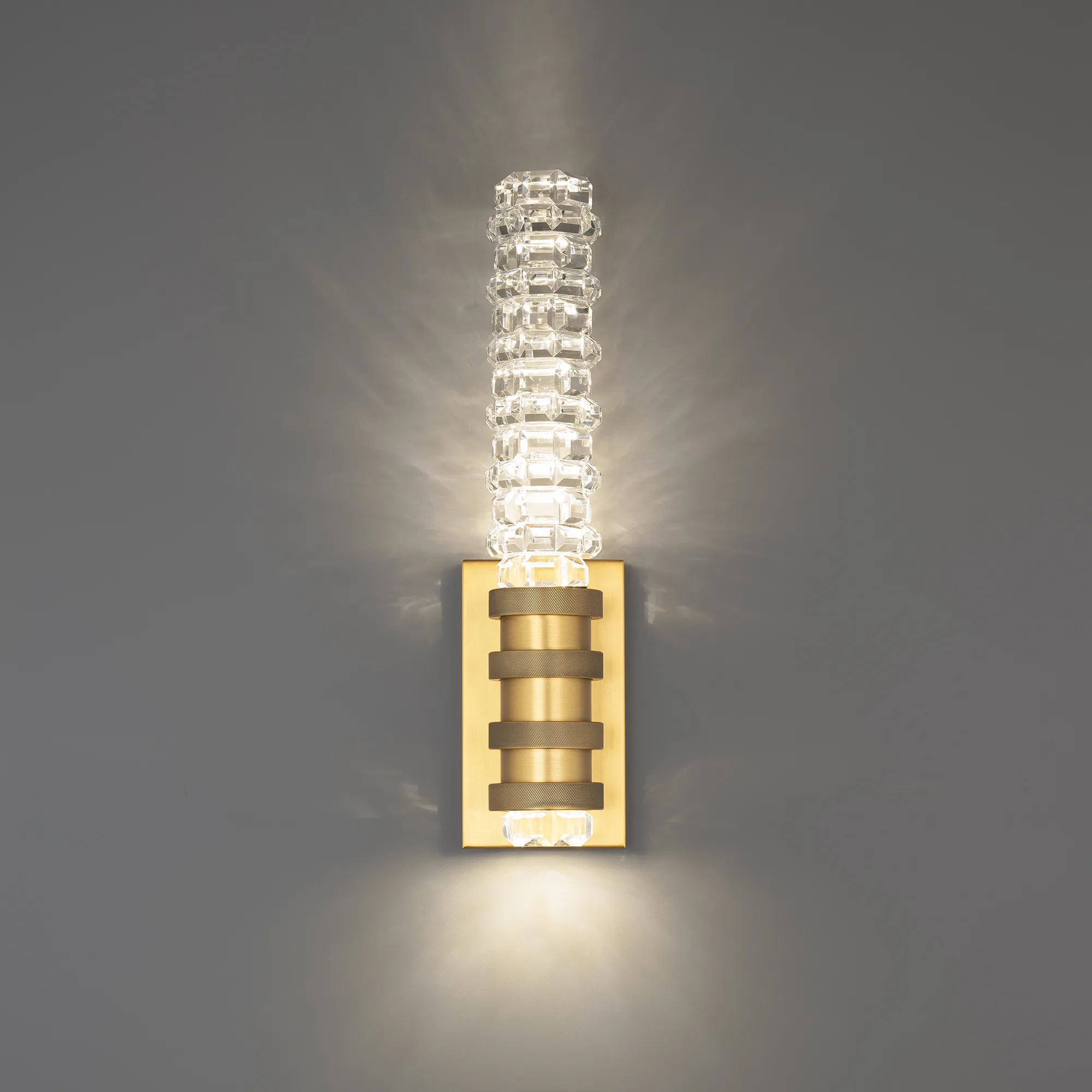 Kemberly 18IN LED 3000K/3500K/4000K/5000K Wall Sconce in Aged Brass with Optic Crystal
